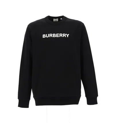 Burberry Logo Print Crewneck Sweatshirt In Black