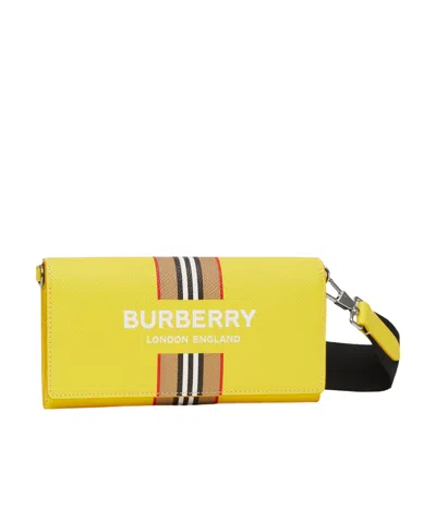 Burberry Logo Print Detachable Strap Wallet In Yellow