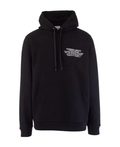 Burberry Logo-print Drawstring Hoodie In Black