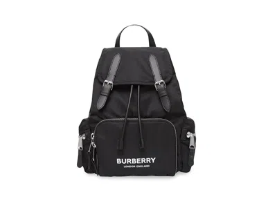 Pre-owned Burberry Logo Print Econyl Nylon Backpack In Black