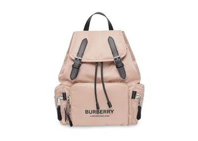 Pre-owned Burberry Logo Print Econyl Nylon Backpack In Pink