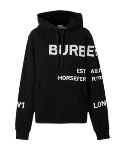 Burberry Logo-print Hoodie In Black