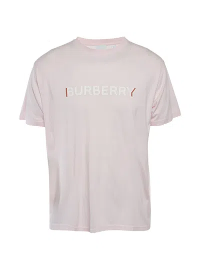 Pre-owned Burberry Logo Print Jersey T-shirt In Pink