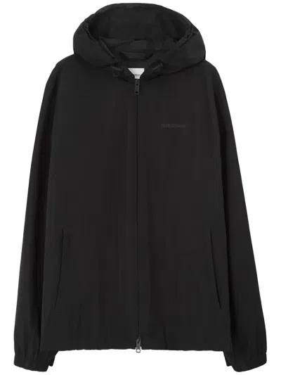 Burberry Logo-print Long-sleeve Hoodie In Black