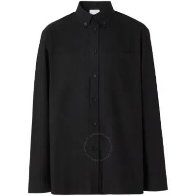 Burberry Logo-print Long-sleeve Shirt In Black