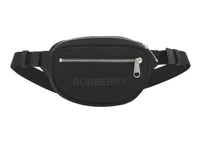 Pre-owned Burberry Logo Print Nylon Cannon Bum Bag Small In Black