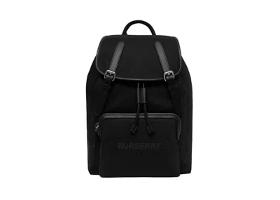 Pre-owned Burberry Logo Print Nylon Double Buckle Backpack In Black