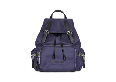 Pre-owned Burberry Logo Print Nylon Double Buckle Backpack In Navy Blue