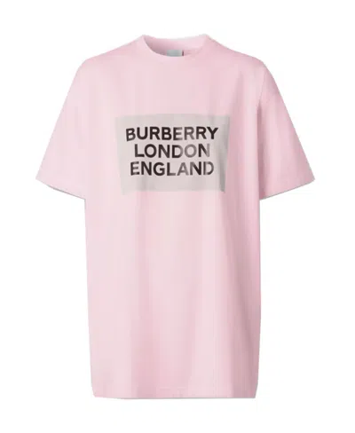 Burberry Logo Print Oversize T-shirt In Pink