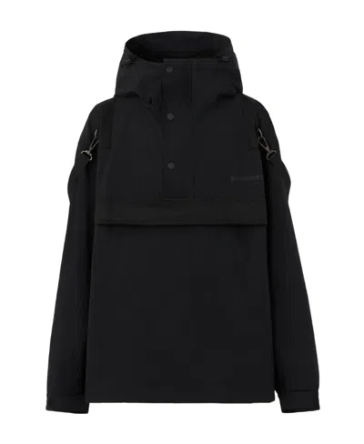 Burberry Logo-print Oversized Windbreaker In Black