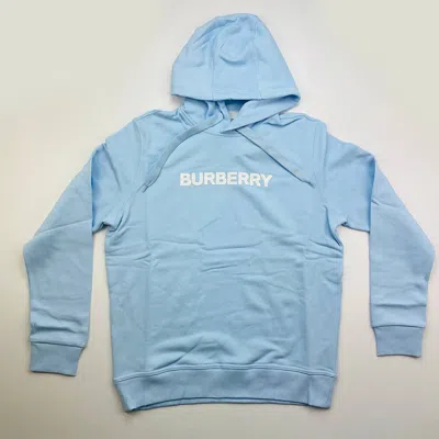 Pre-owned Burberry Logo Print Pale Blue Long Sleeves Sweatshirt Hoodie Men