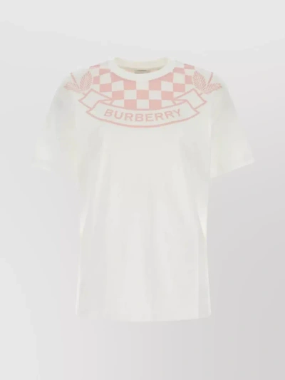 Burberry Logo Print Ribbed Crew-neck T-shirt In Pastel