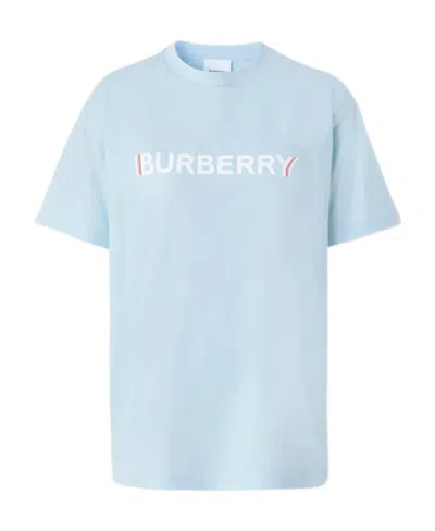 Burberry Logo Print Short-sleeved T-shirt In Blue