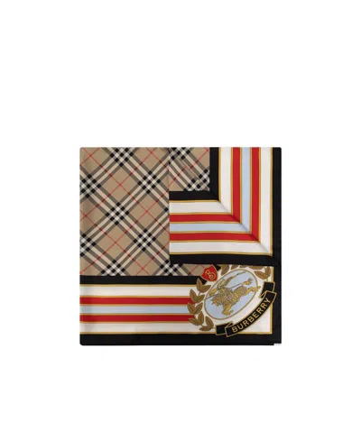 Burberry Logo-print Silk Scarf In Multicolor
