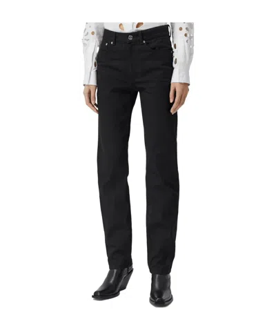 Burberry Logo-print Straight-leg Jeans In Black