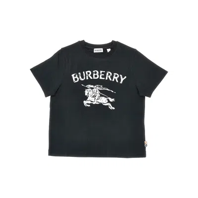Burberry Logo Print Strertch Jersey T-shirt Kids In Black
