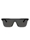 Burberry 141mm Rectangular Shield Sunglasses In Black