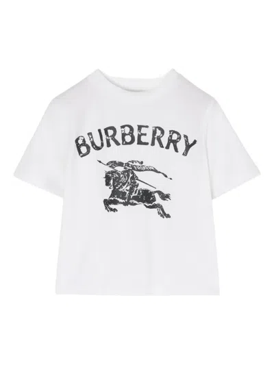 Burberry Babies' Logo-print T-shirt In White
