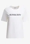 Burberry Ribbed Cotton Jersey T-shirt With Logo Print In Neutral