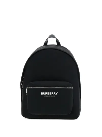 Burberry Men Black Backpack With Two Adjustable Shoulder Straps With Logo Lettering And Logoletterin In Multi