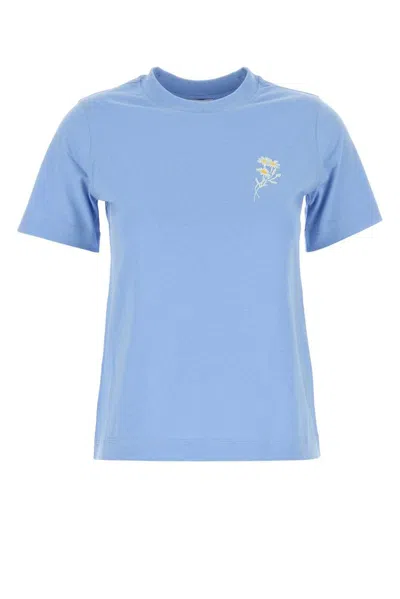 Burberry Logo Printed Crewneck T In Blue