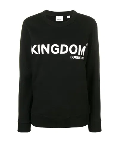 Burberry Logo Printed Hoodie In Black