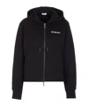 Burberry Logo Printed Zip-up Drawstring Hoodie In Black
