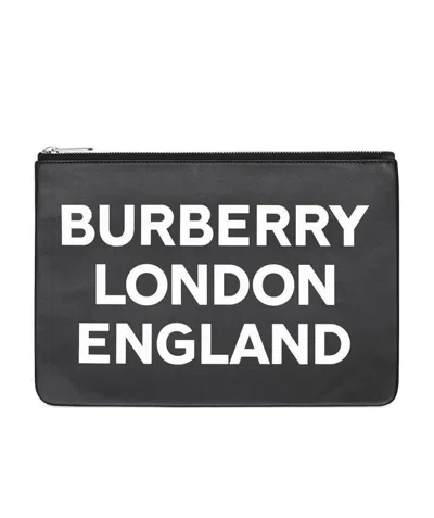 Burberry Logo Printing Handbag In Black