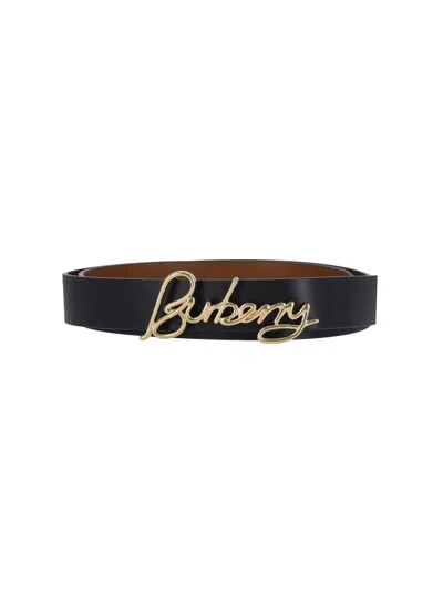 Burberry Reversible Leather Signature Belt In Black/soap