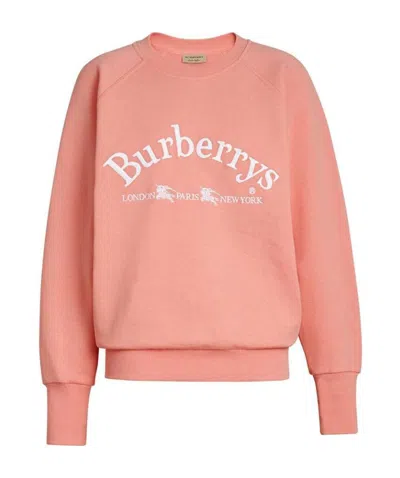 Burberry Logo Round Neck Sweater In Pink