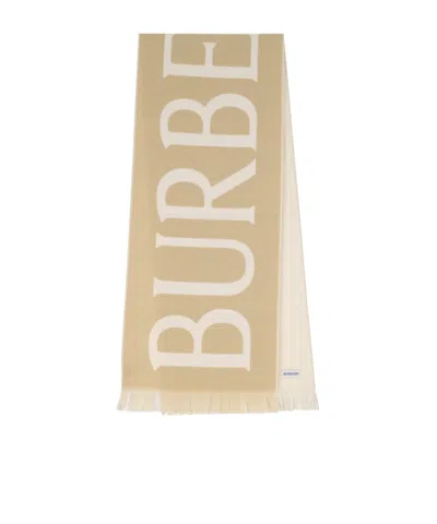 BURBERRY BURBERRY LOGO JACQUARD FRAYED-EDGE SCARF