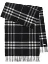 Burberry Check-print Fringed Cashmere Scarf In Black