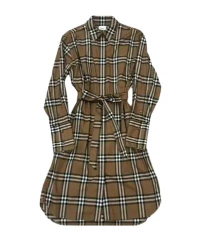 Burberry Logo Shirt Dress In Green