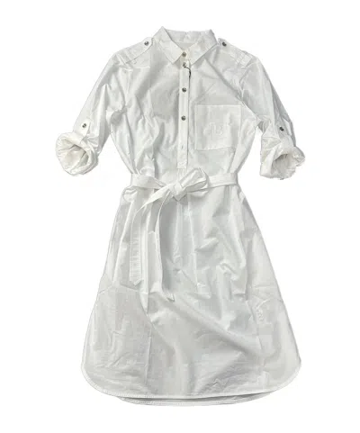 Burberry Logo Shirt Dress In White