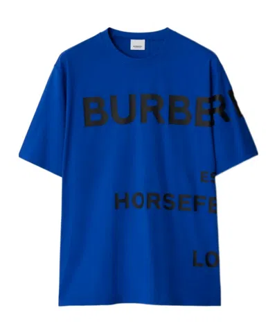 Burberry Logo Short-sleeved T-shirt In Blue