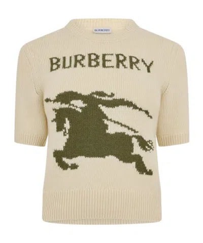 Burberry Logo Short-sleeved Sweater In Neutral