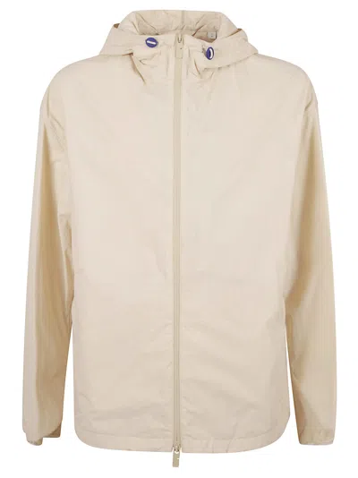 Burberry Hooded Lightweight Coat With Distinctive Logo In Neutral