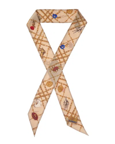 Burberry Logo Silk Scarf In Transparent