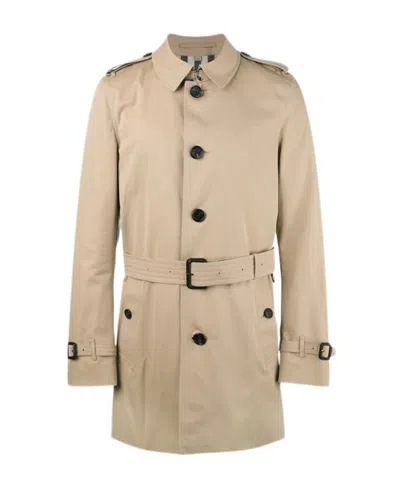 Burberry Logo Single-breasted Trench Coat In Nude