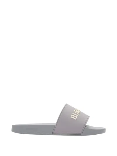 Burberry Logo Slides In Gray