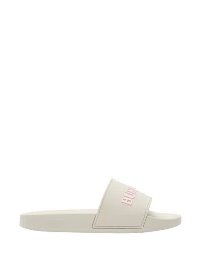 Burberry Logo Slides In Neutral