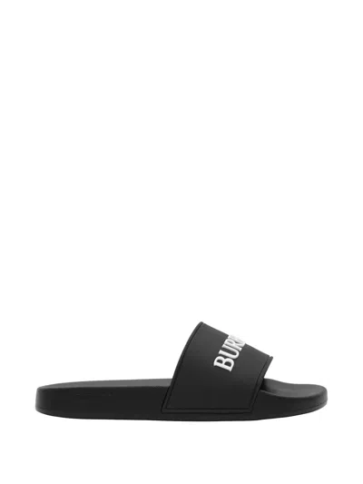 Burberry Logo-embossed Rubber Slipper In Black