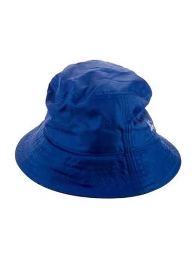 Pre-owned Burberry Logo Solid Bucket Hat In Blue