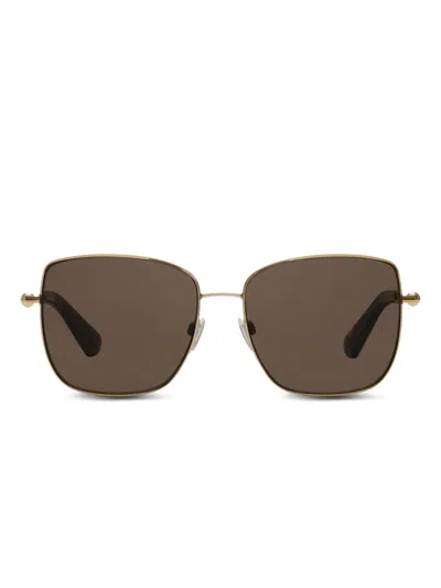 Burberry Logo Square Sunglasses In Gold