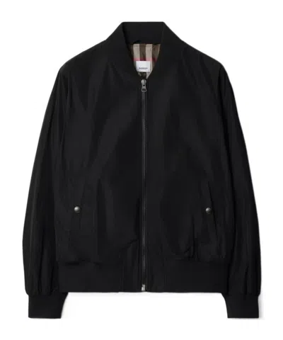 Burberry Logo Stand-neck Casual Jacket In Black