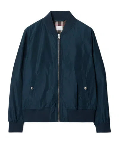 Burberry Logo Stand-neck Casual Jacket In Black