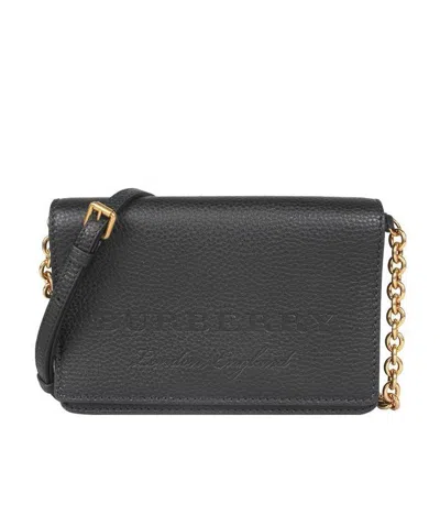 Burberry Logo Strap Satchel In Black