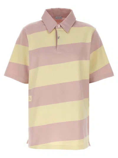 Burberry Embroidered Cotton Polo Shirt In Pink