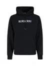 Burberry Men Black Hoodie With Drawstring Hood And Logo Lettering On The Front In Cotton Man In Black