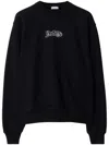 Burberry Black Logo Cotton Blend Sweatshirt In Black